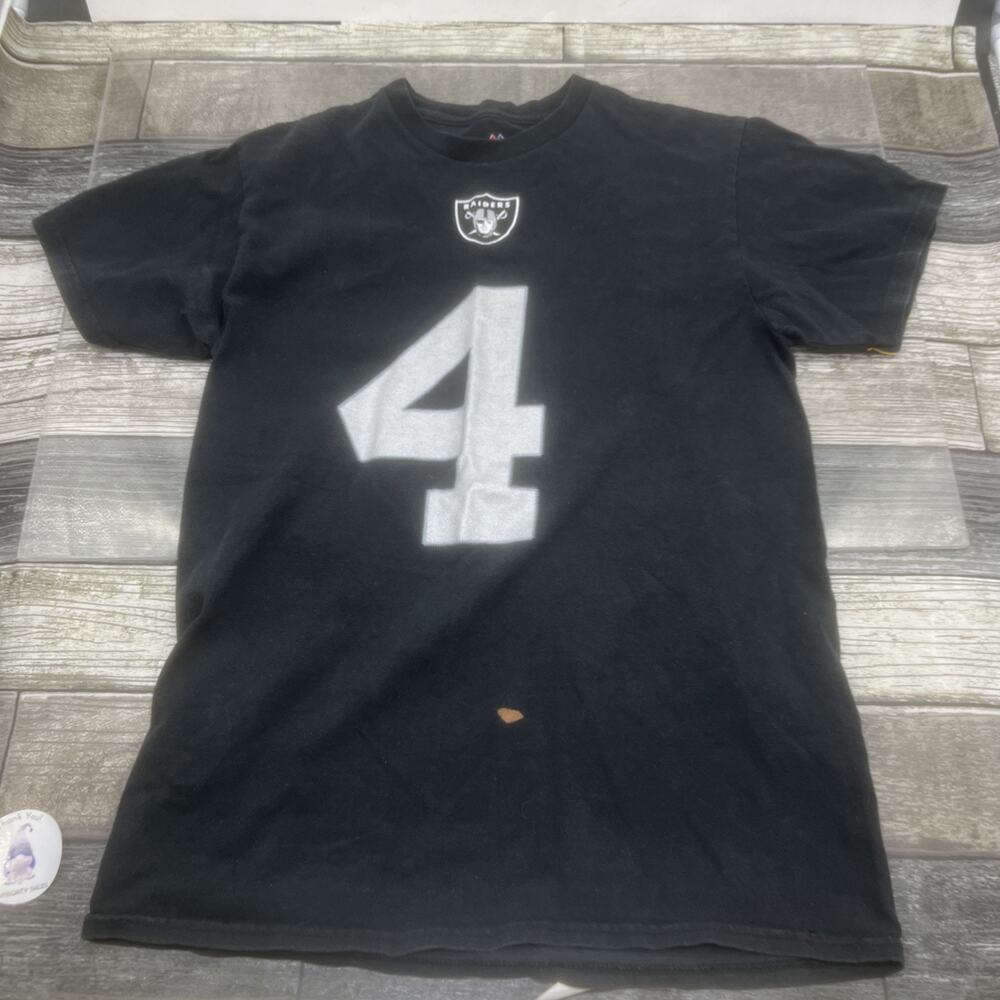 Oakland Raiders Shirt Size Small Mens CARR 4, Black, Logo NFL Team Football.